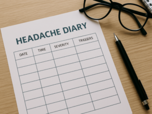 片頭痛による頭の痛みに耐える若い女性